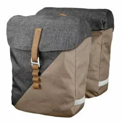 Racktime Heda Dobbelt Sidetaske I Kanvas Og Læder Sand/Grå 24,5 Liter